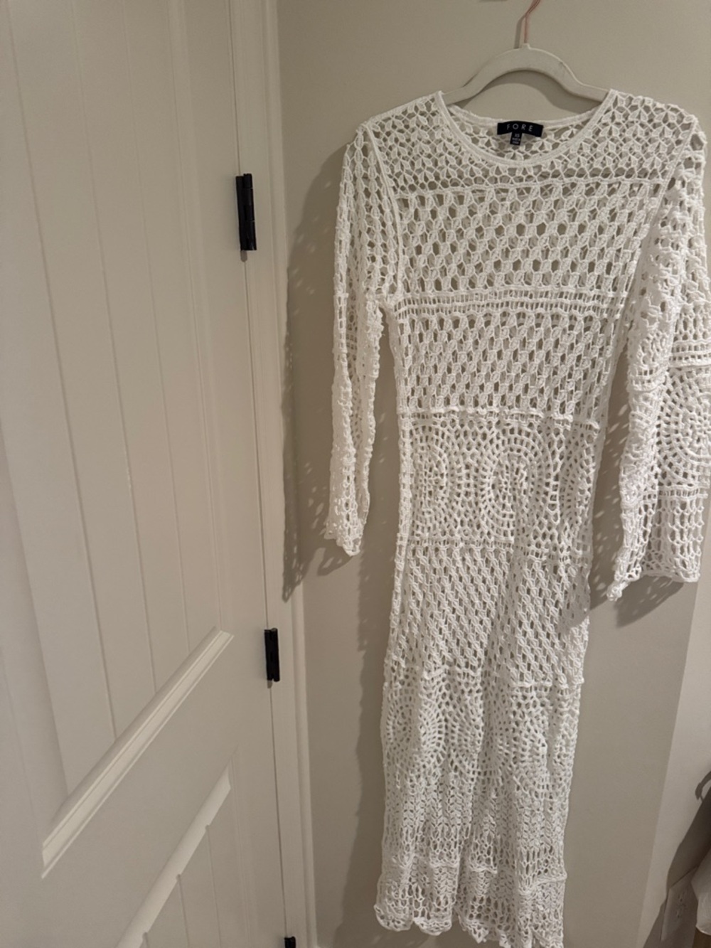 White Crochet Maxi Swim Coverup by FOREVER 21